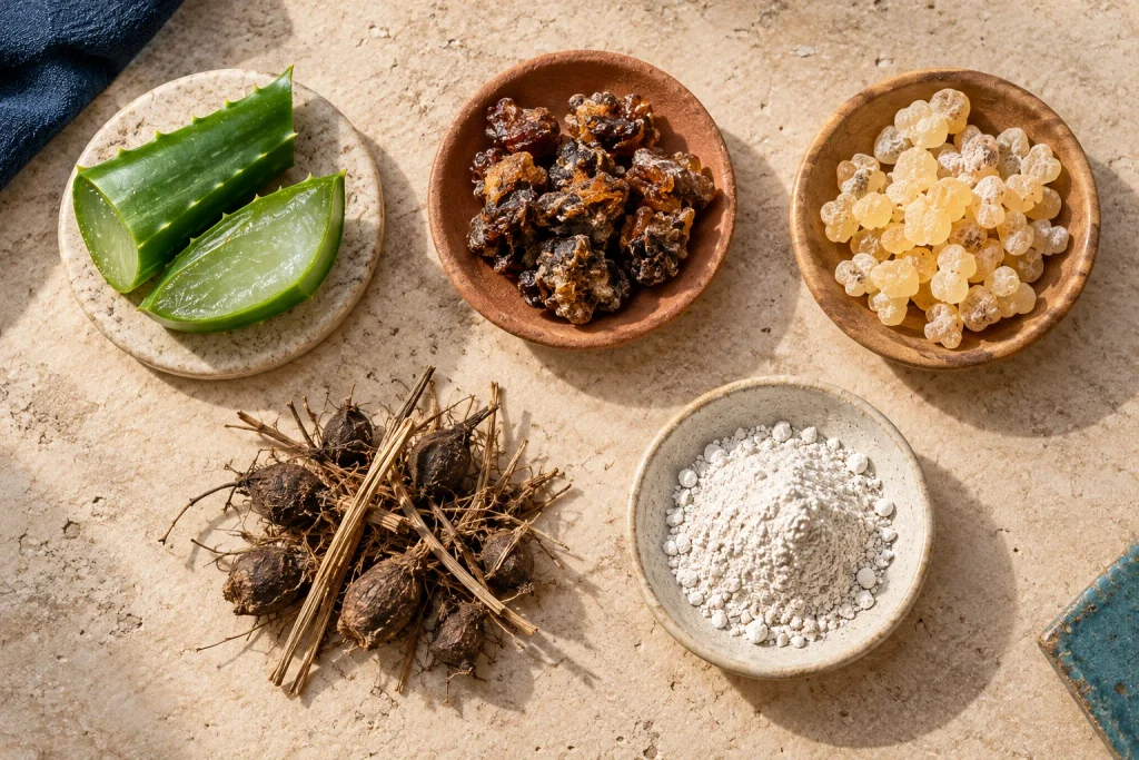 Natural Herbal Ingredients Flat Lay